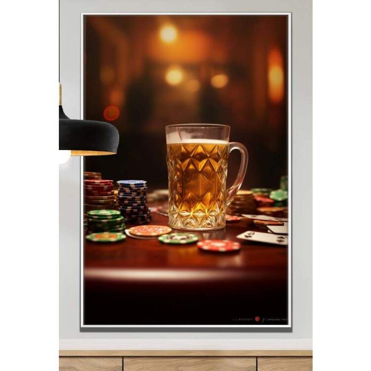 Quadro Decorativo Pquer e Cerveja