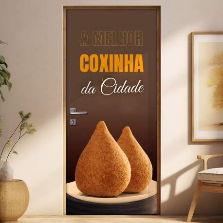 Adesivo de Porta para Pastelaria a Melhor Coxinha da Cidade