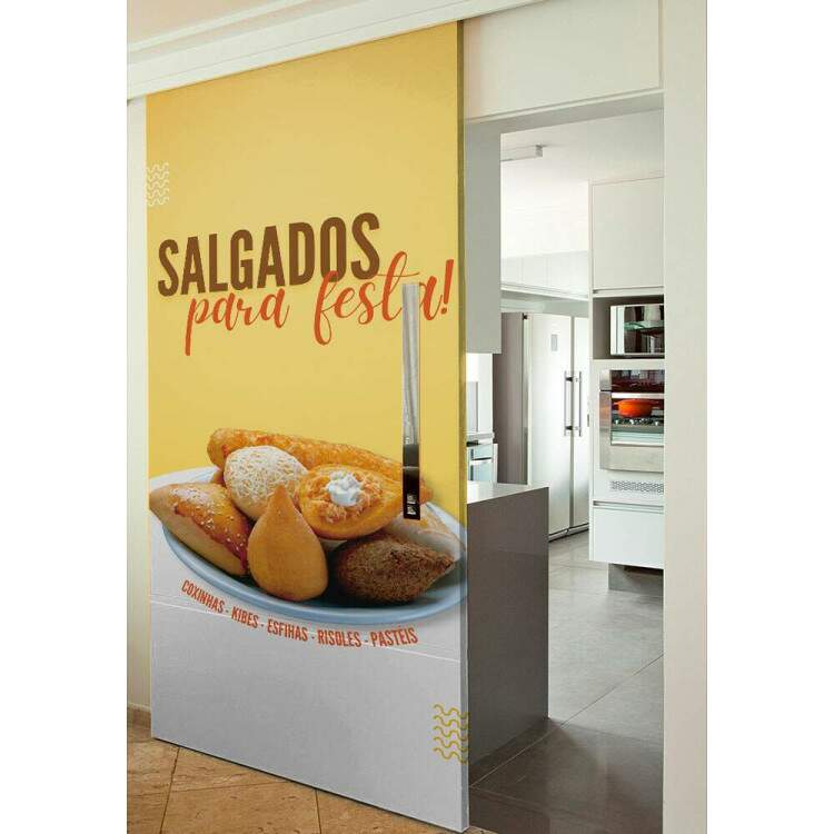 Adesivo de Porta para Pastelaria Salgados para Festa