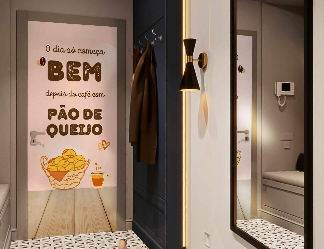 Adesivo de Porta para Padarias o Dia s� Come�a Depois do Caf�