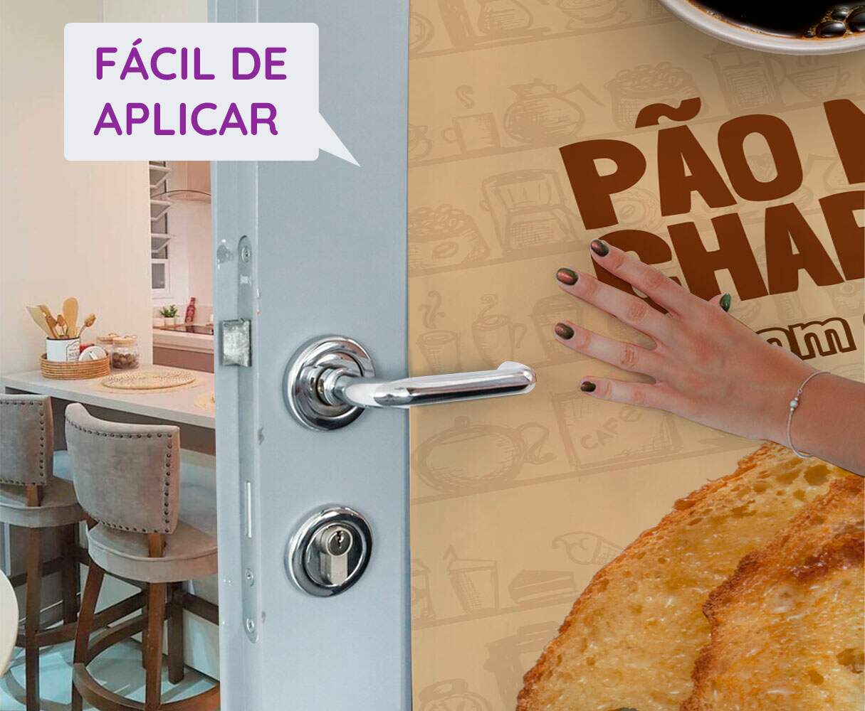 Adesivo de Porta para Padarias P�o na Chapa com Caf�