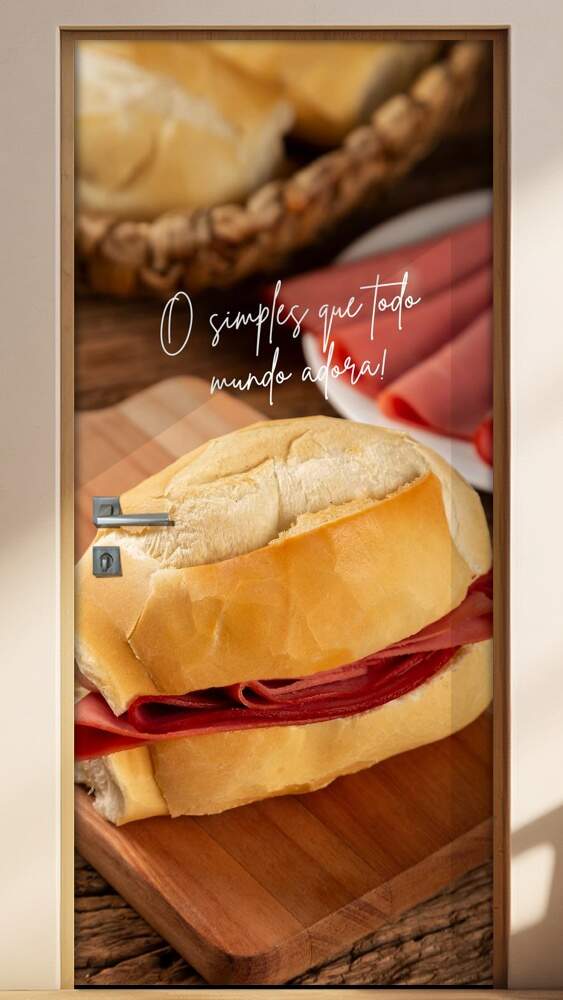 Adesivo de Porta para Padarias P�o Simples que Todos Adora