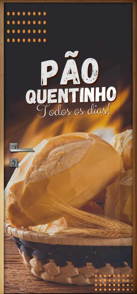 Adesivo de Porta para Padarias Po Quentinho todos os Dias