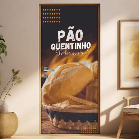 Adesivo de Porta para Padarias Po Quentinho todos os Dias