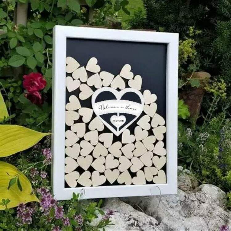 Quadro de Assinaturas Casamento Fundo Preto