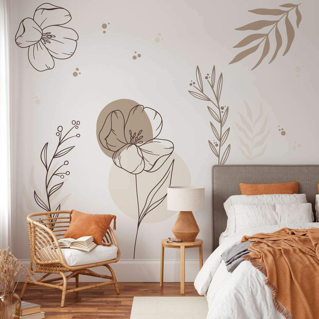 Adesivo Floral Contempor�neo Tom Pastel Minimalista Boho