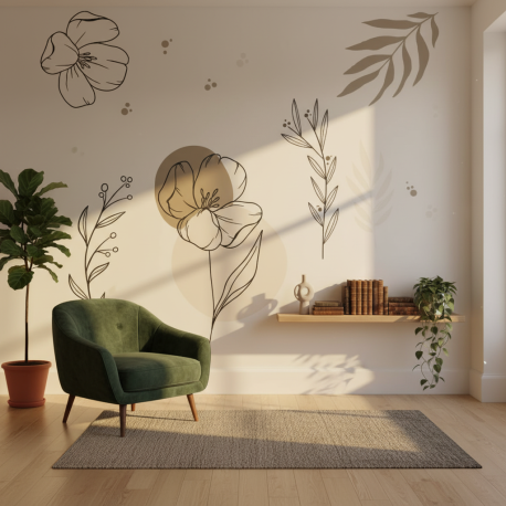 Adesivo Floral Contemporneo Tom Pastel Minimalista Boho