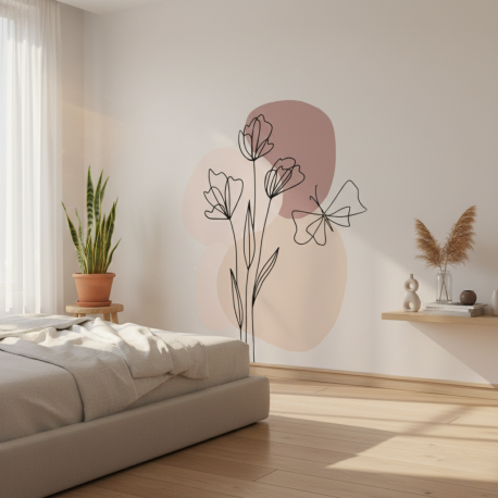 Adesivo de Parede Folhas em Rose Moderno Contemporneo Boho