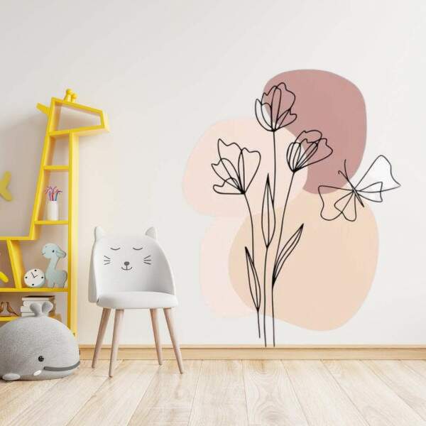 Adesivo de Parede Folhas em Rose Moderno Contemporneo Boho