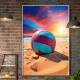 Quadro Decorativo Bola de V�lei na Praia