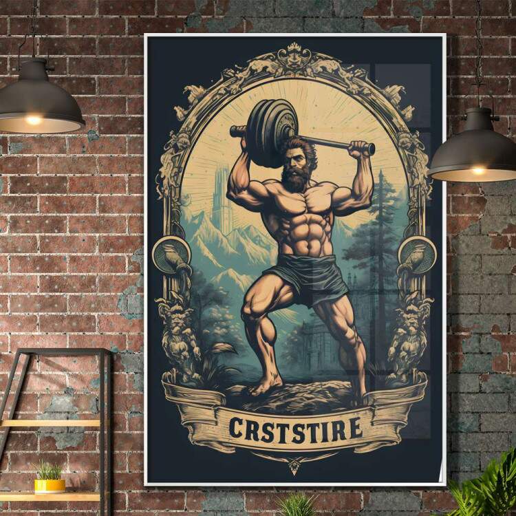 Quadro Decorativo Academia Musculao Homem com Peso