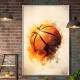 Quadro Decorativo Bola de Basquete com efeito Aquarela