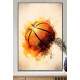 Quadro Decorativo Bola de Basquete com efeito Aquarela