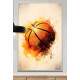 Quadro Decorativo Bola de Basquete com efeito Aquarela