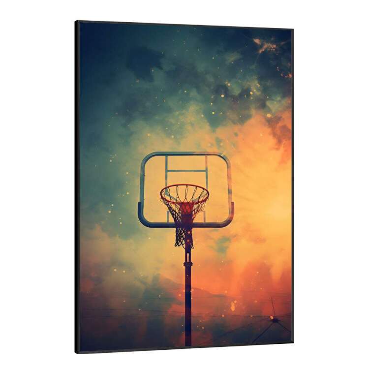 Quadro Decorativo Cesta de Basquete no Entardecer