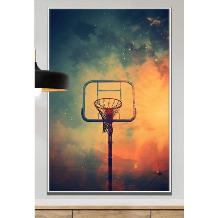 Quadro Decorativo Cesta de Basquete no Entardecer