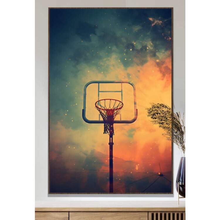 Quadro Decorativo Cesta de Basquete no Entardecer