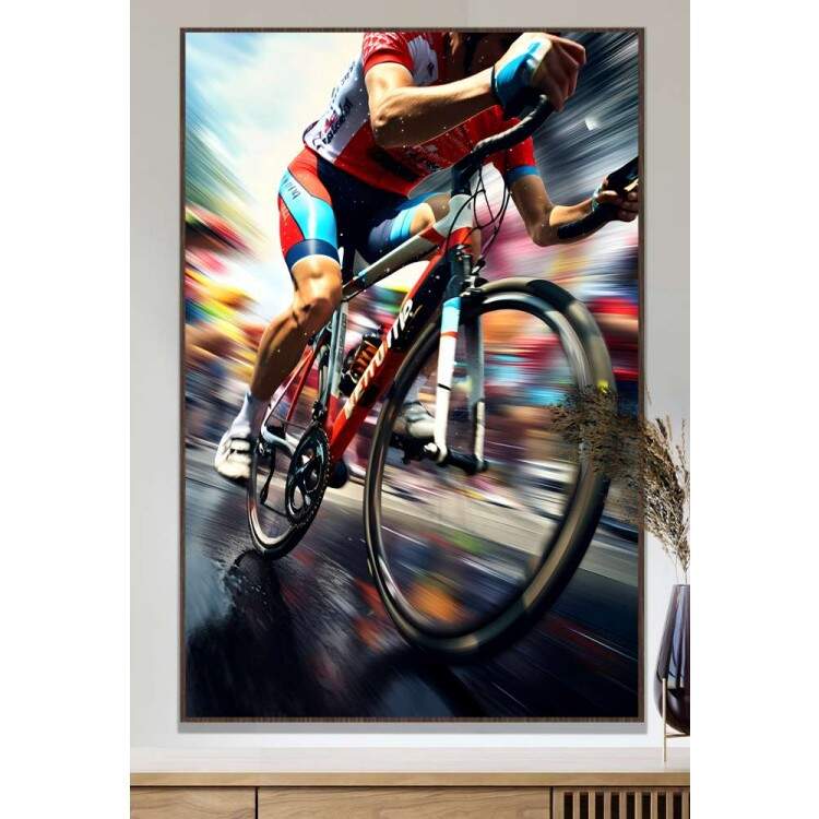 Quadro Decorativo Ciclista em Alta Velocidade