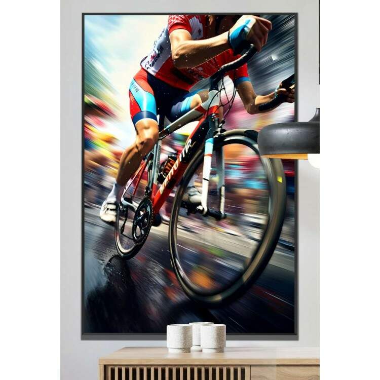 Quadro Decorativo Ciclista em Alta Velocidade