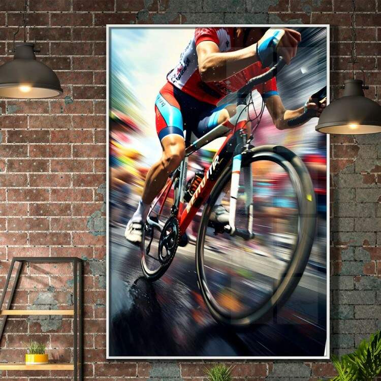 Quadro Decorativo Ciclista em Alta Velocidade