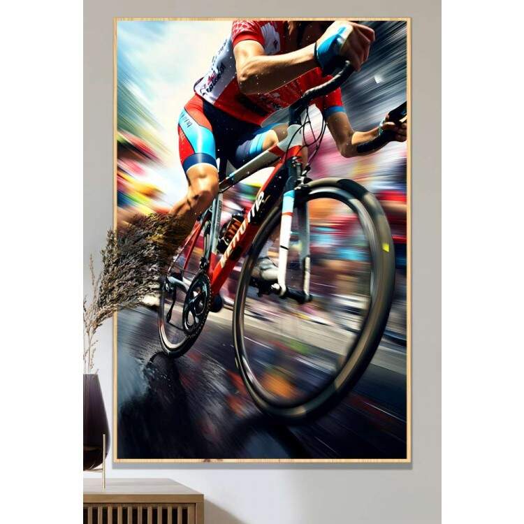 Quadro Decorativo Ciclista em Alta Velocidade