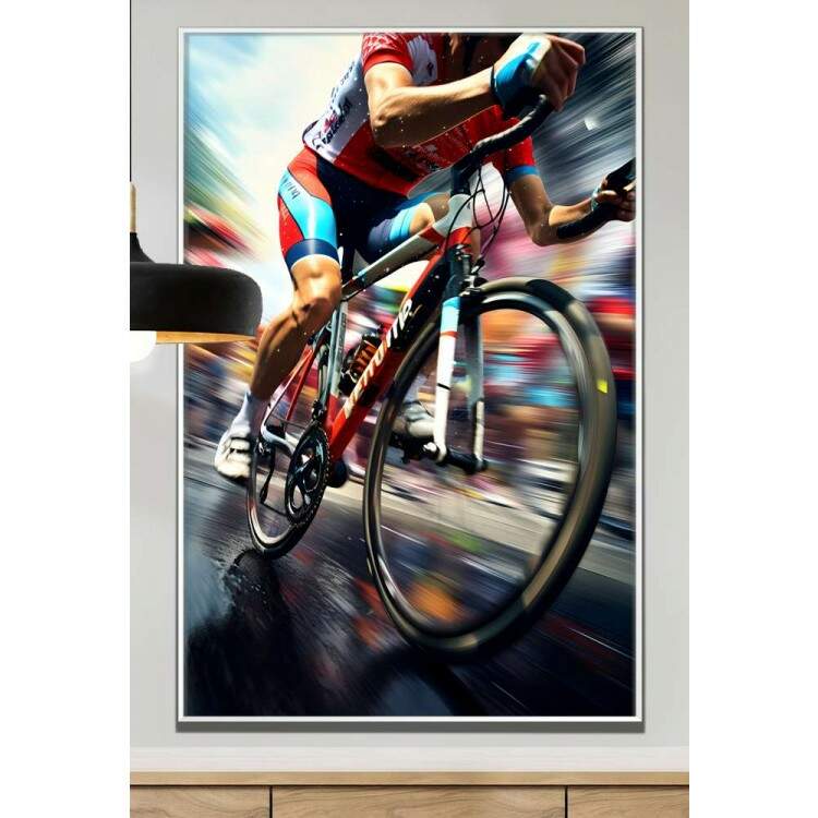 Quadro Decorativo Ciclista em Alta Velocidade