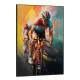 Quadro Decorativo Ciclistas em Alta Velocidade com Efeito de Aquarela