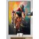 Quadro Decorativo Ciclistas em Alta Velocidade com Efeito de Aquarela