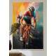 Quadro Decorativo Ciclistas em Alta Velocidade com Efeito de Aquarela