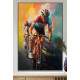 Quadro Decorativo Ciclistas em Alta Velocidade com Efeito de Aquarela