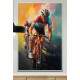 Quadro Decorativo Ciclistas em Alta Velocidade com Efeito de Aquarela