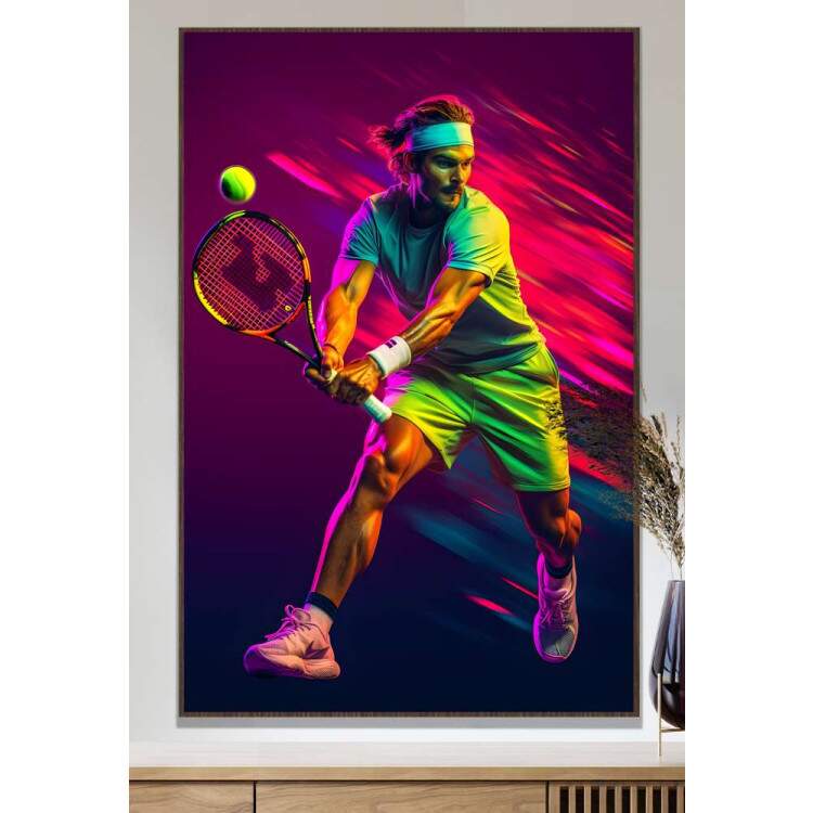 Quadro Decorativo Jogador de Tnis Neon