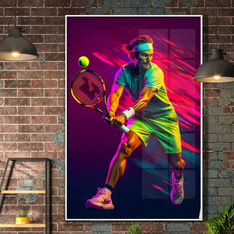 Quadro Decorativo Jogador de Tnis Neon