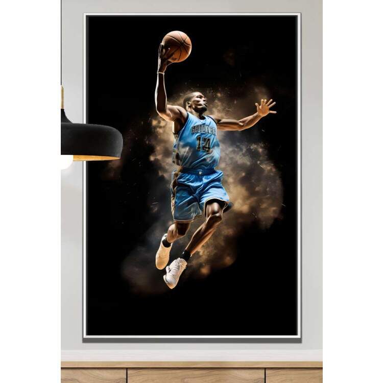 Quadro Decorativo Jogador de Basquete Fazendo Enterrada