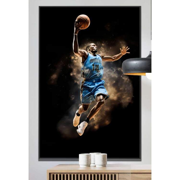 Quadro Decorativo Jogador de Basquete Fazendo Enterrada