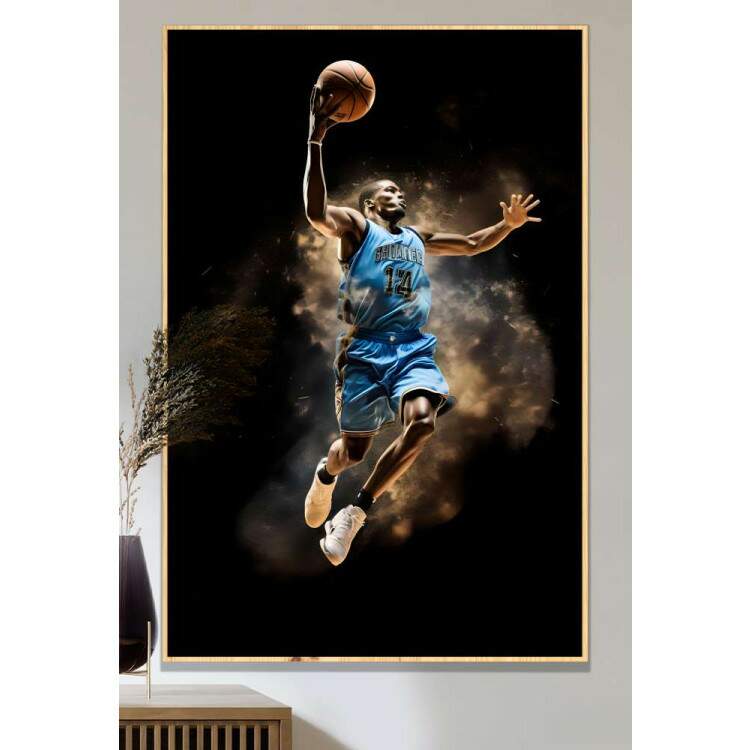 Quadro Decorativo Jogador de Basquete Fazendo Enterrada