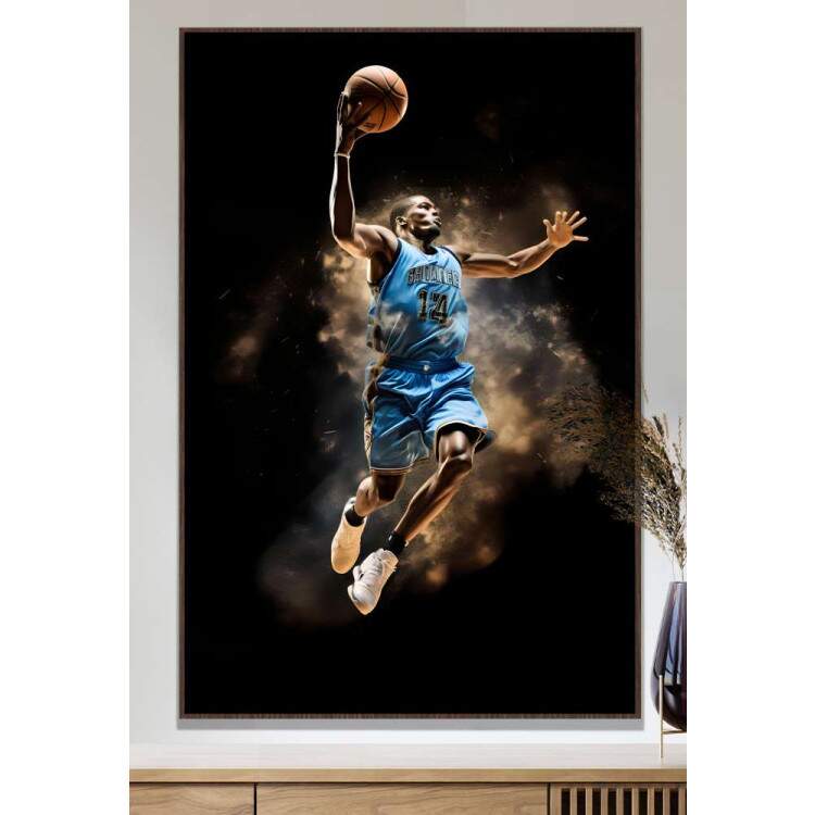 Quadro Decorativo Jogador de Basquete Fazendo Enterrada