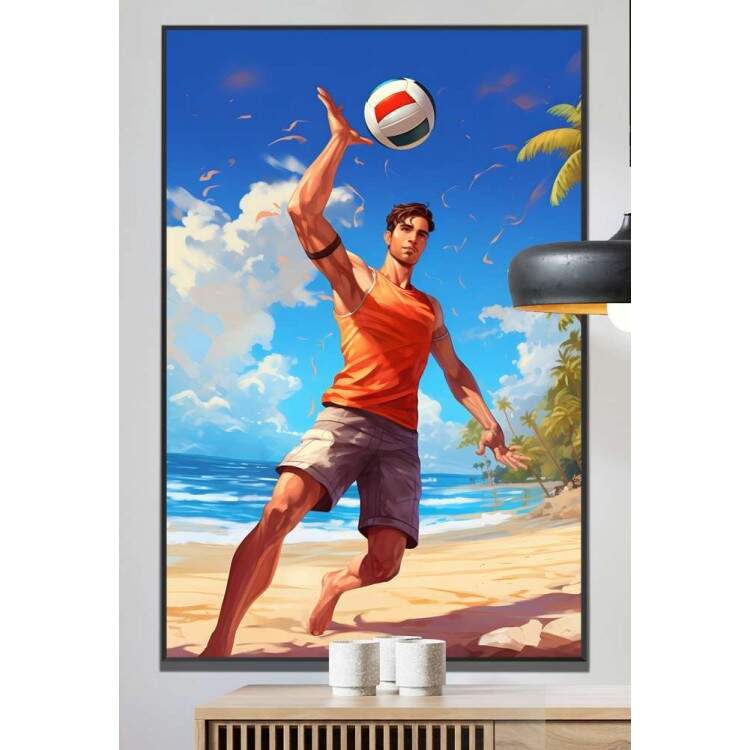 Quadro Decorativo Jogador de Volei na Praia