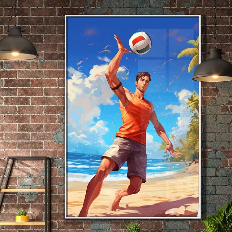 Quadro Decorativo Jogador de Volei na Praia