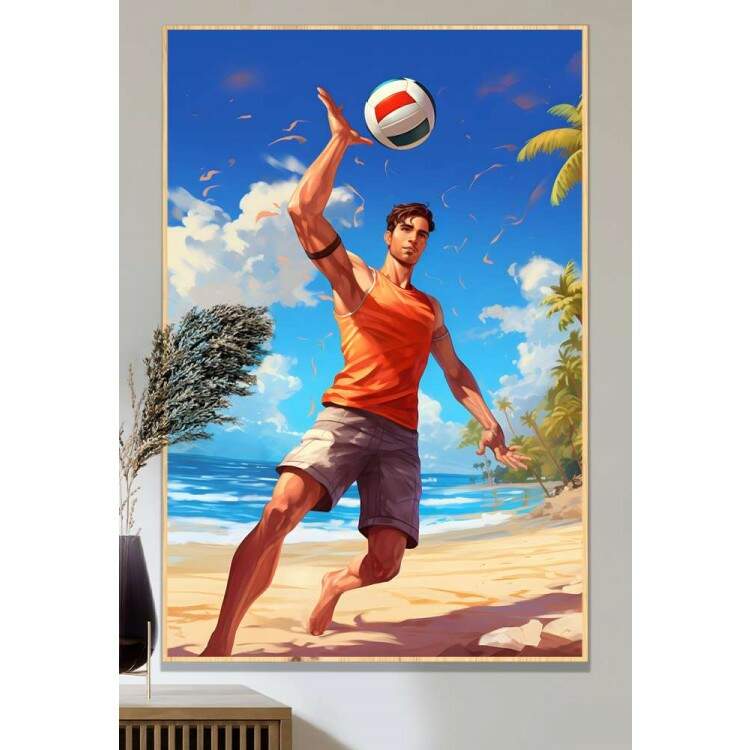 Quadro Decorativo Jogador de Volei na Praia