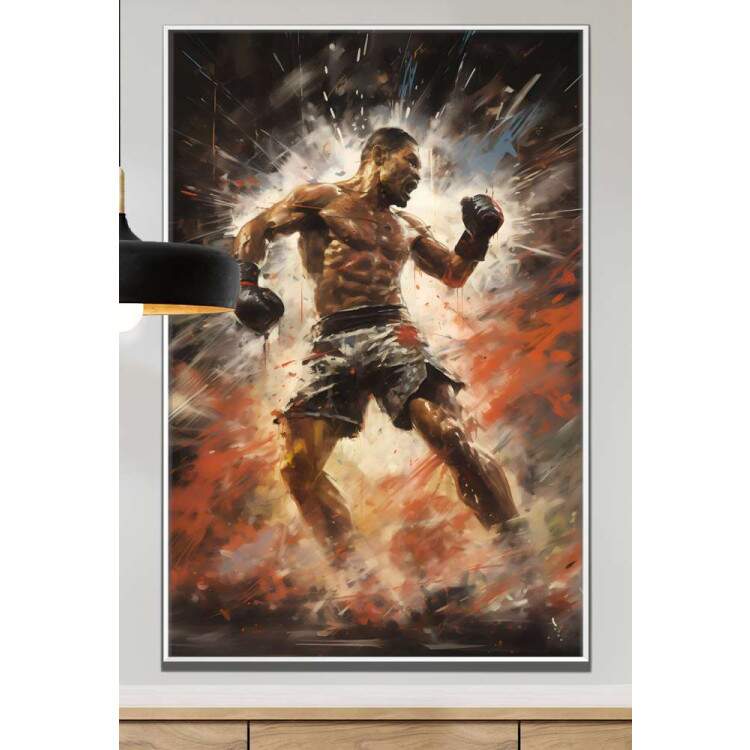 Quadro Decorativo Lutador com Efeito de Aquarela Boxe
