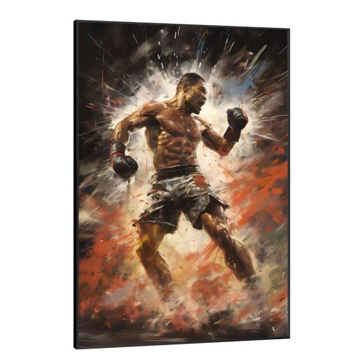 Quadro Decorativo Lutador com Efeito de Aquarela Boxe