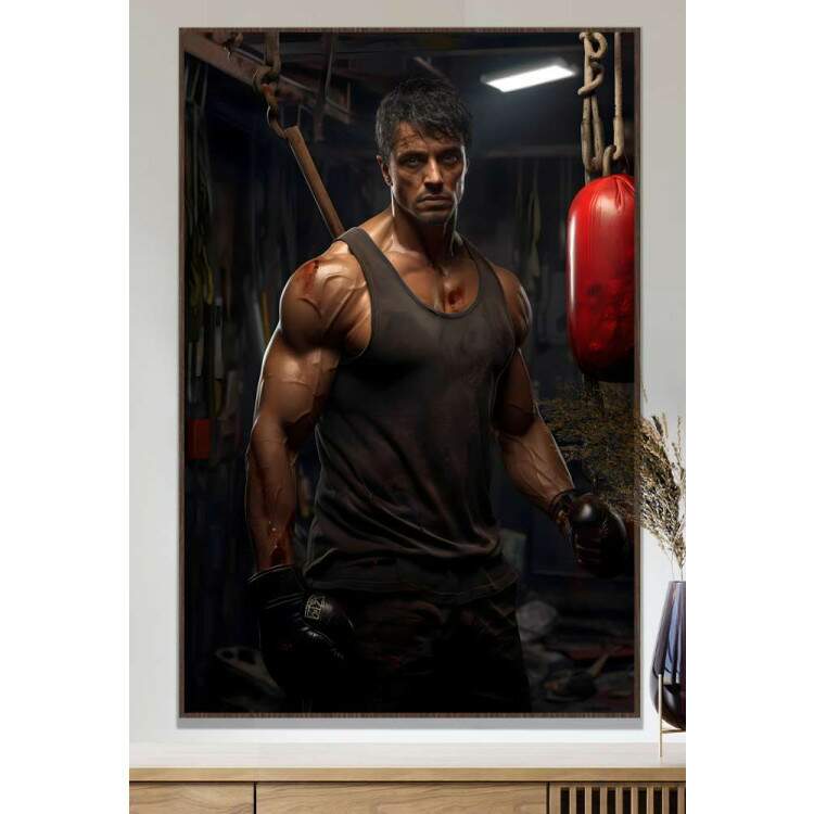 Quadro Decorativo Lutador de Boxe em um CLube de Luta