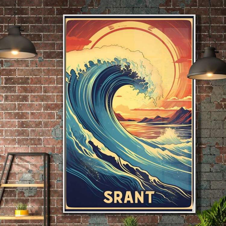 Quadro Decorativo Lutador Surf Ondas na Praia