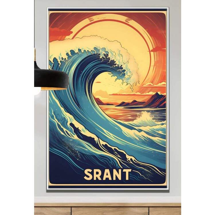 Quadro Decorativo Lutador Surf Ondas na Praia