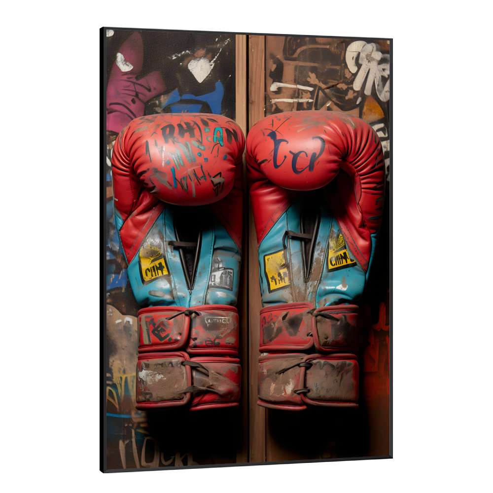 Quadro Decorativo Luvas de Boxe com efeitos Escritos
