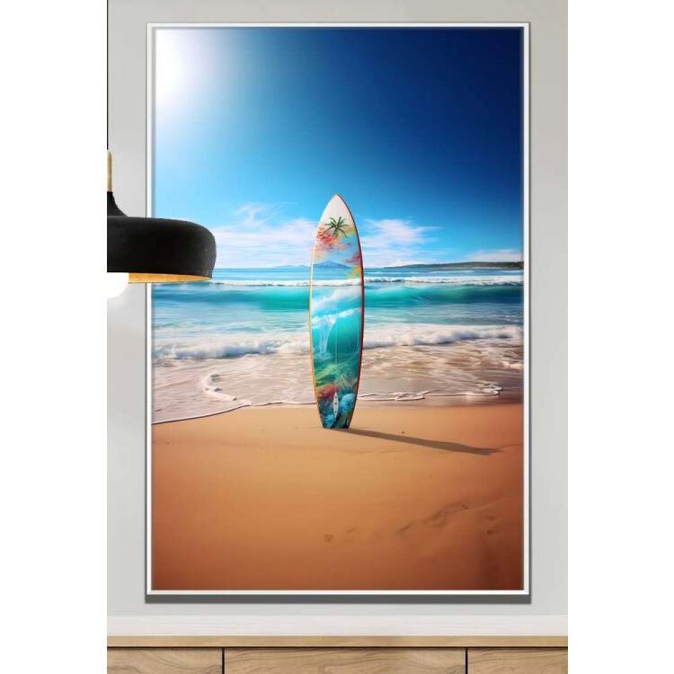 Quadro Decorativo Prancha de Surf na Praia