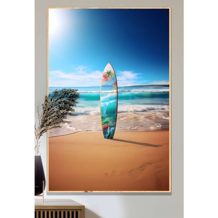 Quadro Decorativo Prancha de Surf na Praia