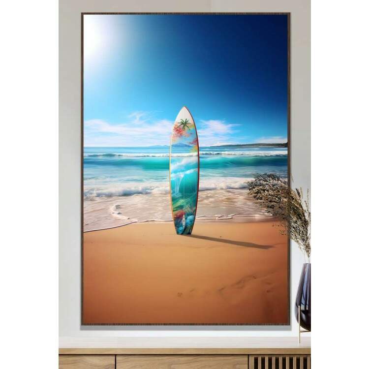 Quadro Decorativo Prancha de Surf na Praia