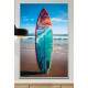 Quadro Decorativo Prancha de Surf Na Praia com Desenho Laranja